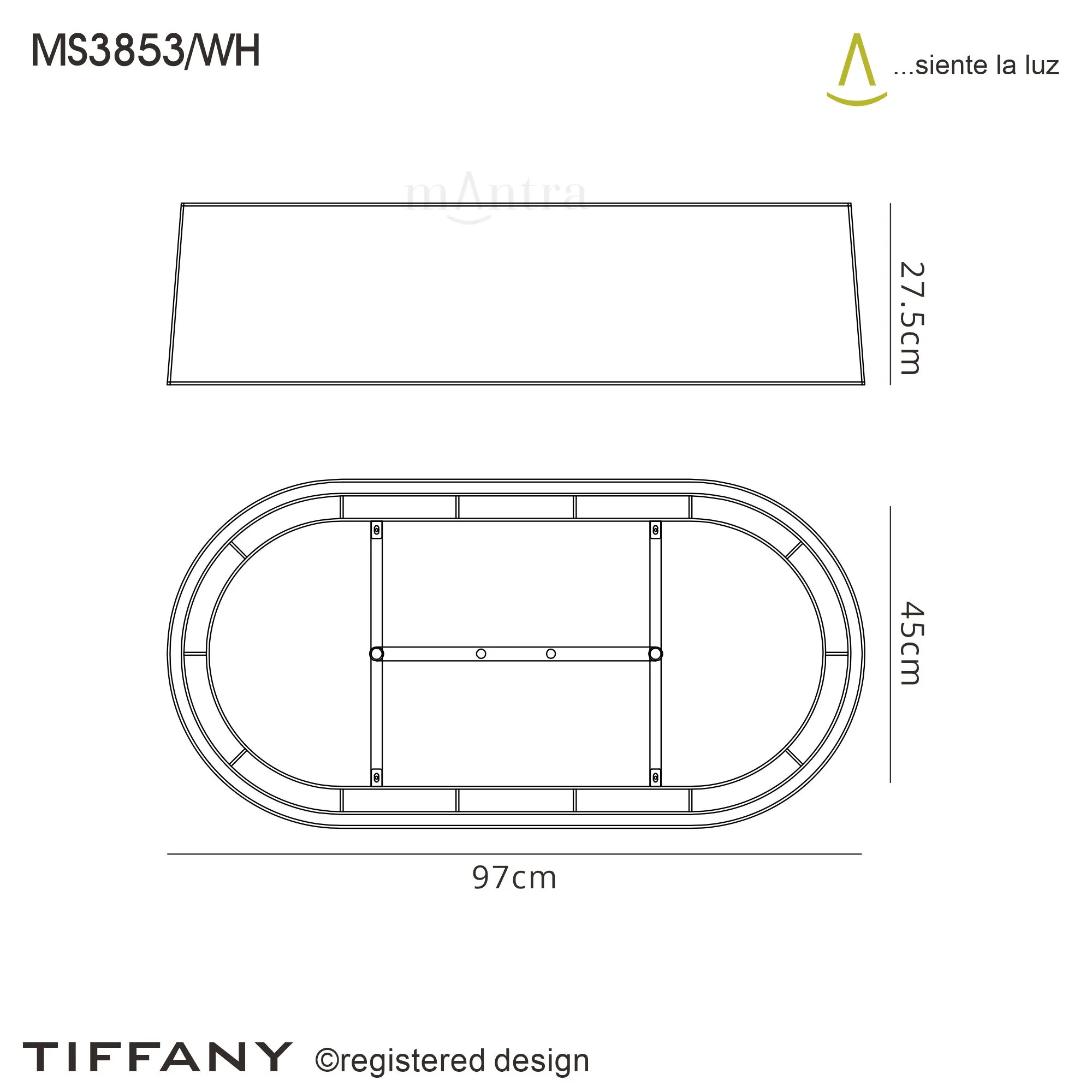 Tiffany Crystal Pendant 6+6 Light Polished Chrome M3853/CS  Mantra Tiffany Polished Chrome-Cream